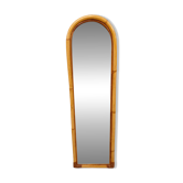 Grand miroir arche vintage en rotin et bambou (120x36 cm) – Style Riviera,