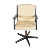 Fauteuil de bureau en cuir et bois