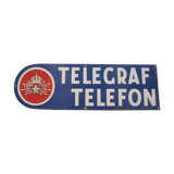 Plaque émaillée suédoise téléphone et télégraphe