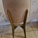 4 solid wood chairs with beige faux leather.