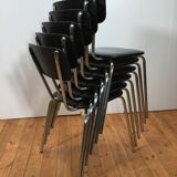 vintage chromed tubular steel stackable dining chairs