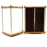 Leonardo Mosso 2 palisander and brass table lamps, Italy 1970s