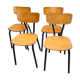 4 chaises modernistes bois et métal vintage 1960