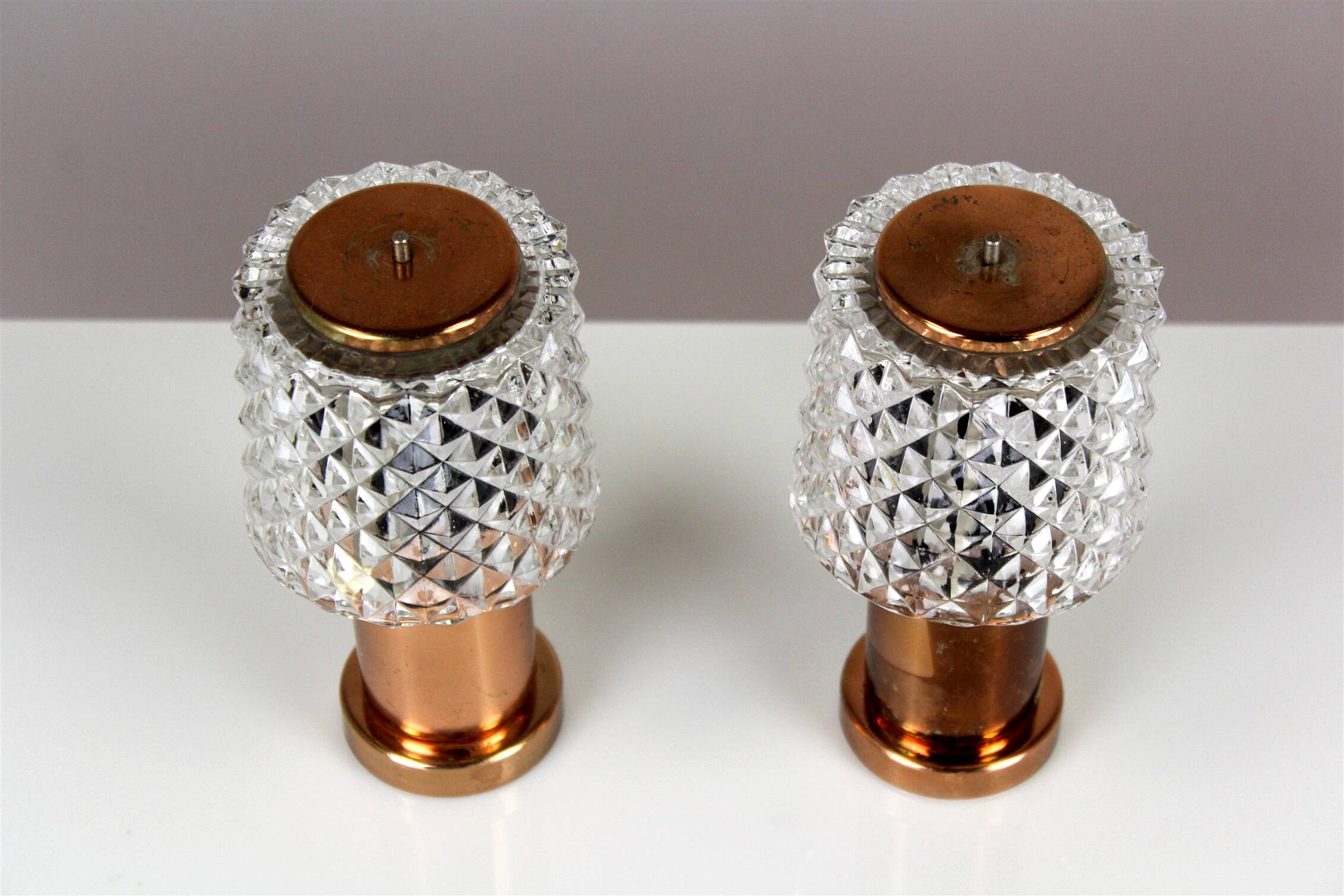 Copper Table Lamps from Kamenicky Senov, 1970s, Set of 2