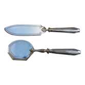 2 couverts de service à dessert art deco argent fourré et métal argenté