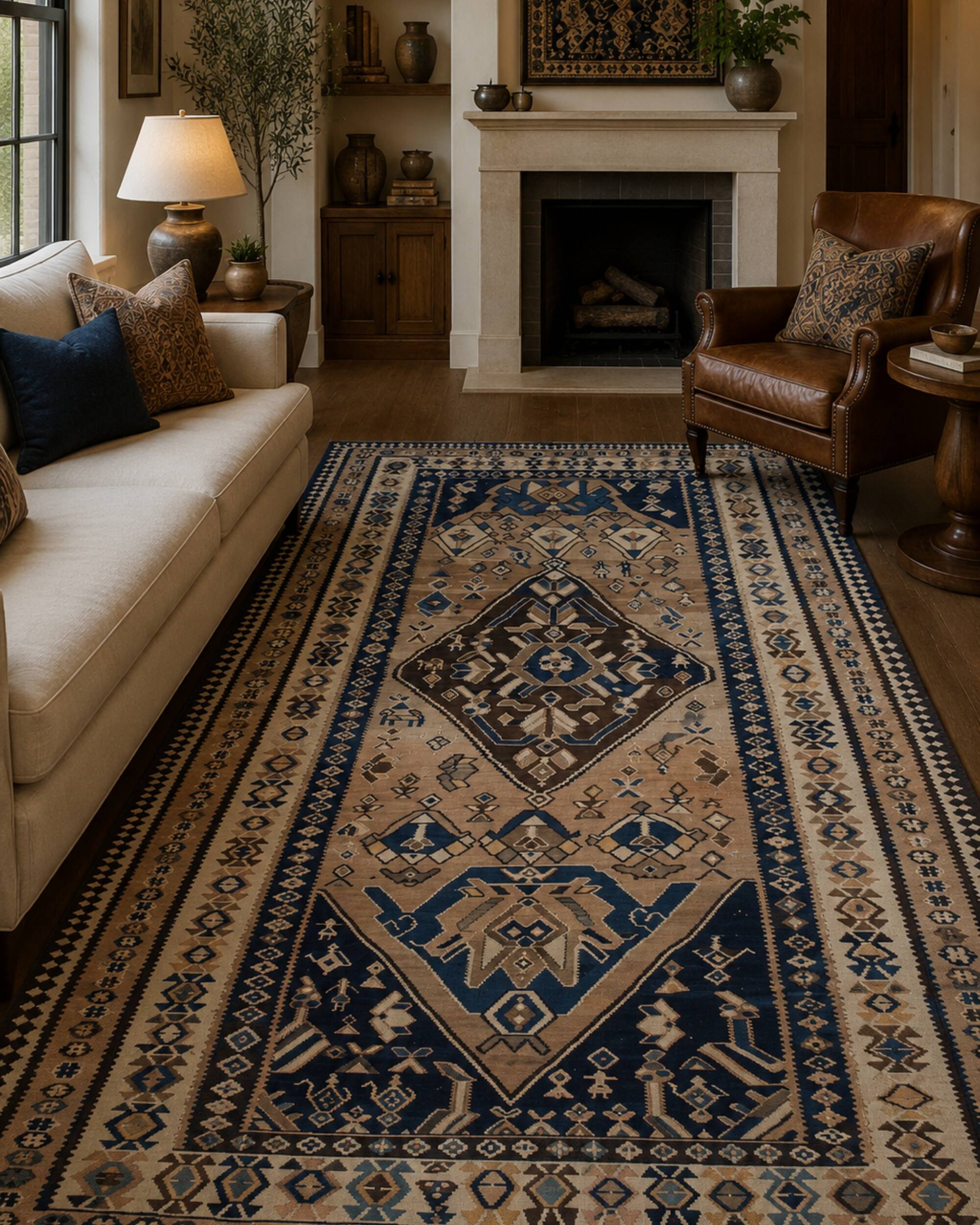 Rug Kilim Brown Wool Antique Karabagh Carpet Traditional Flat-Woven Area Rug