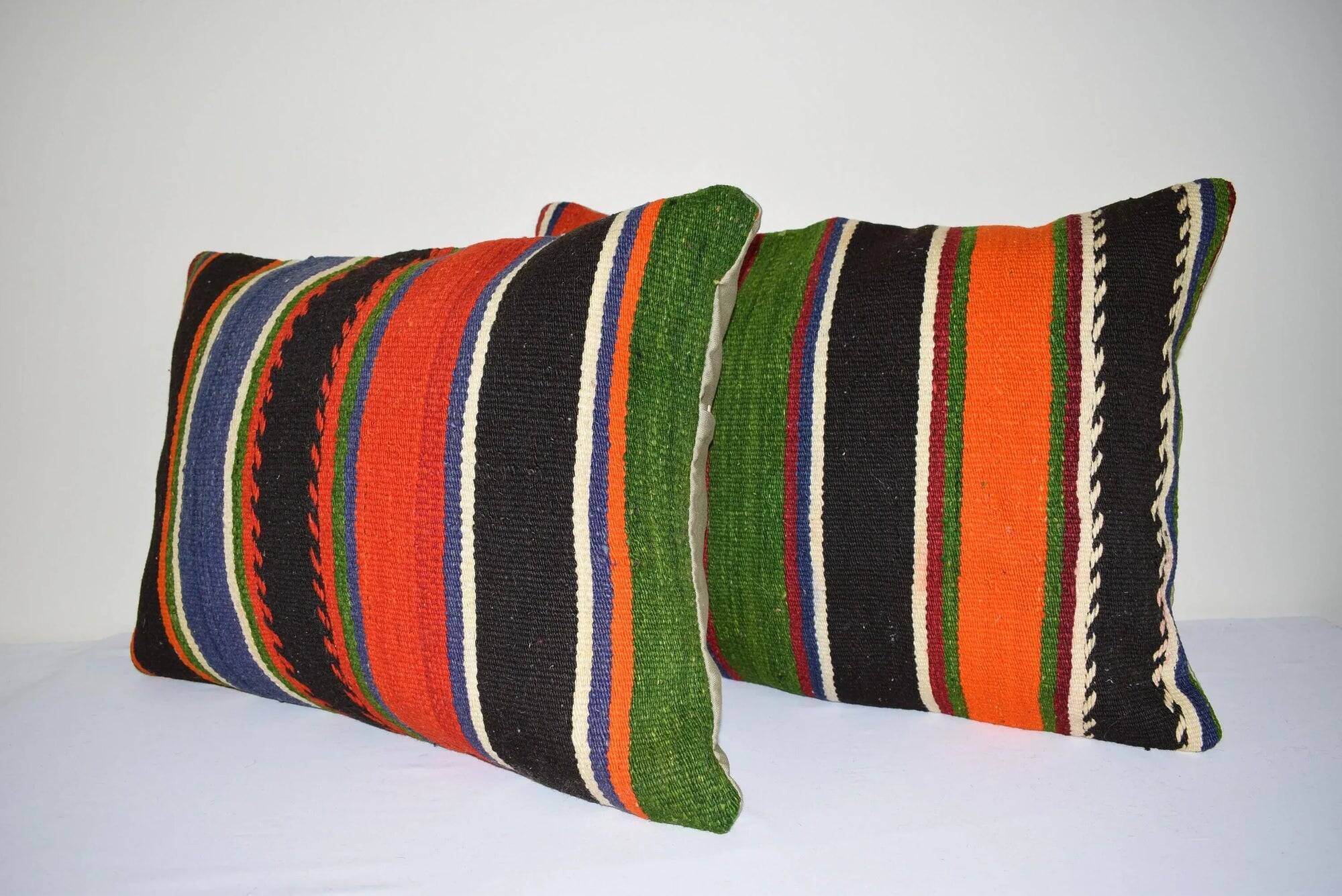 Set of 2 vintage kilim cushion covers 46x61 cm