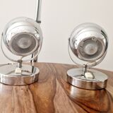 Paire de lampes design Space Age 1960 chromées