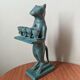 Antique metal cat candlestick