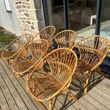 Fauteuils en rotin annees 60