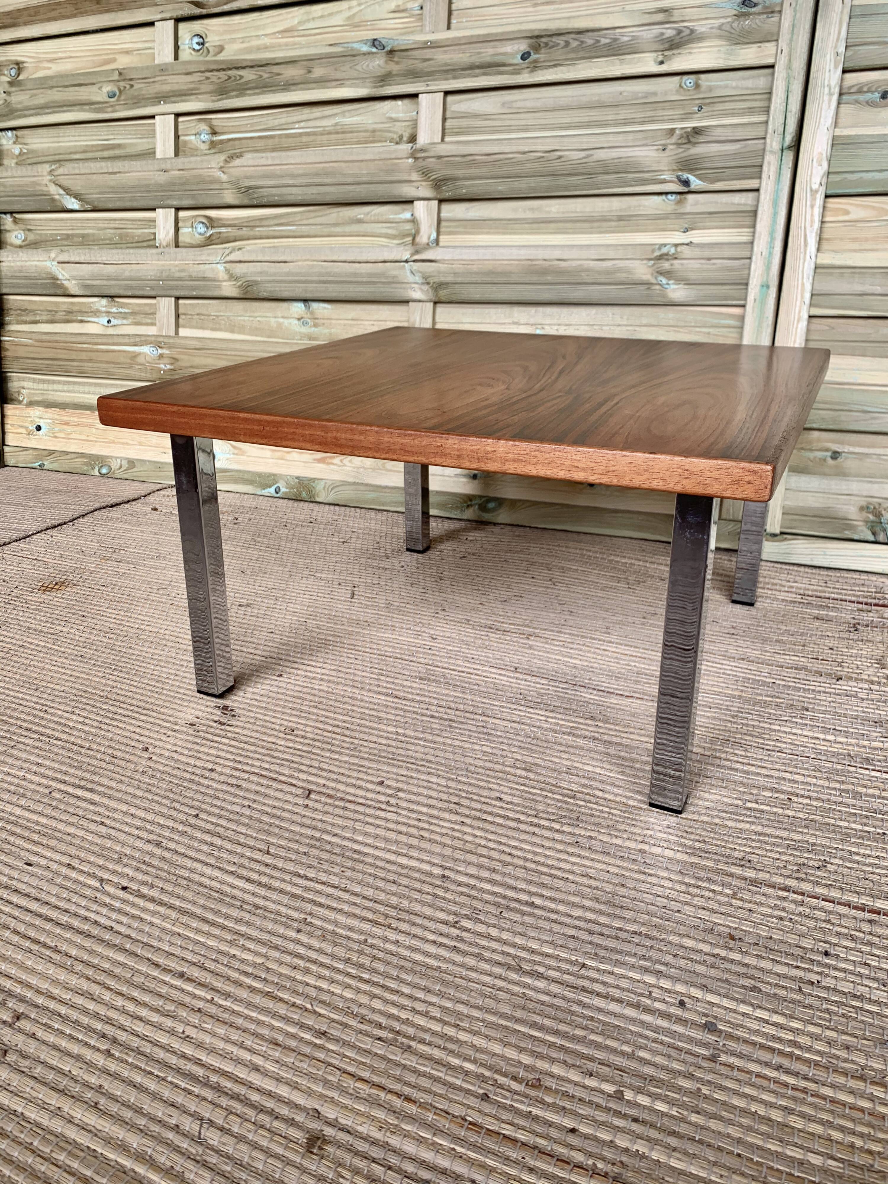Rosewood and chrome feet coffee table