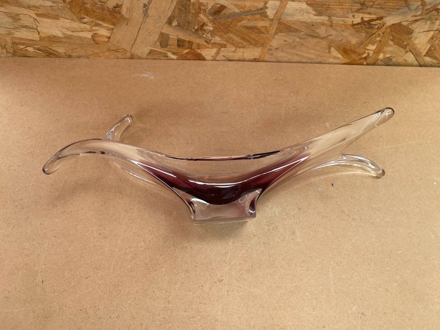 Old Empty Pocket Crystal Cup Purple & Transparent Vintage #B086