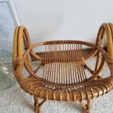 Rattan armchair and vintage Wicker-compass feet