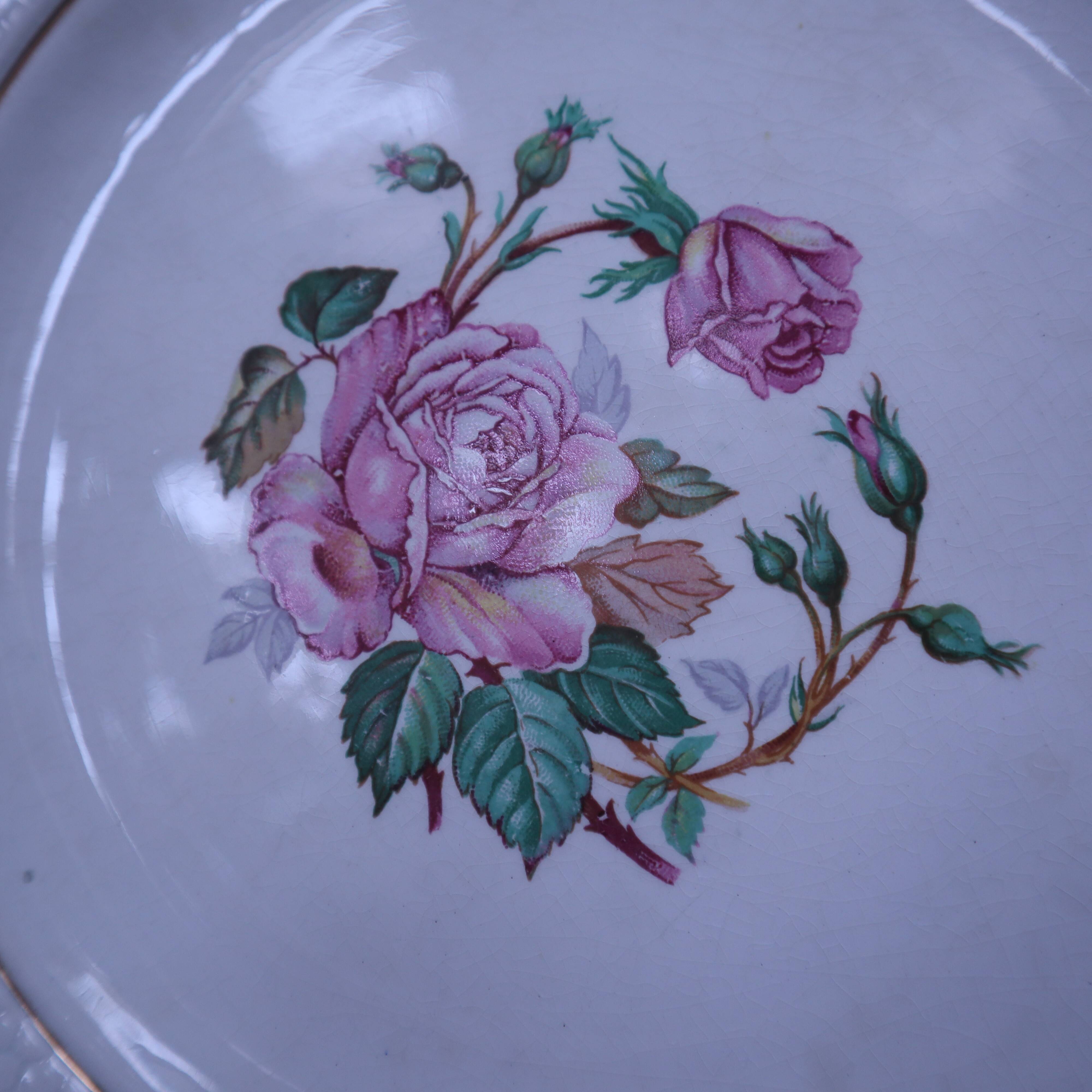 6 floral half porcelain dinner plates KIFO Amandinoise