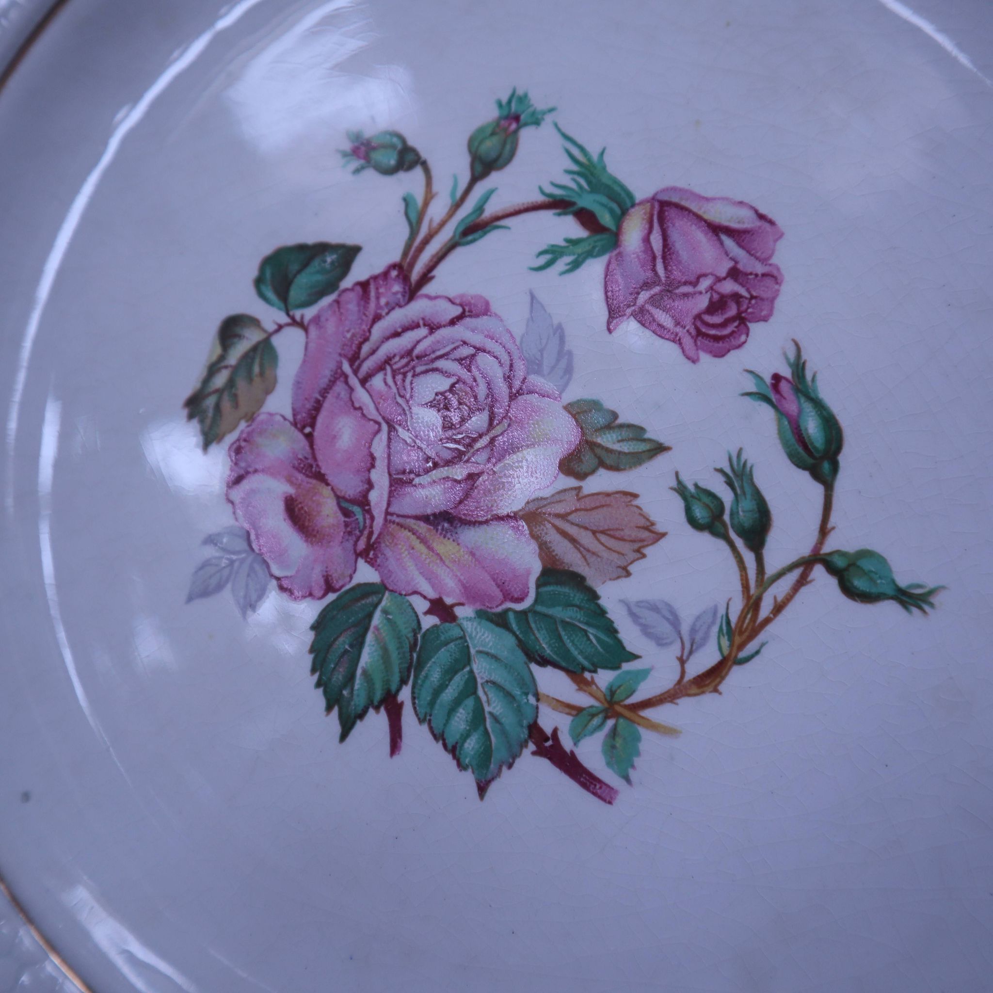 6 floral half porcelain dinner plates KIFO Amandinoise