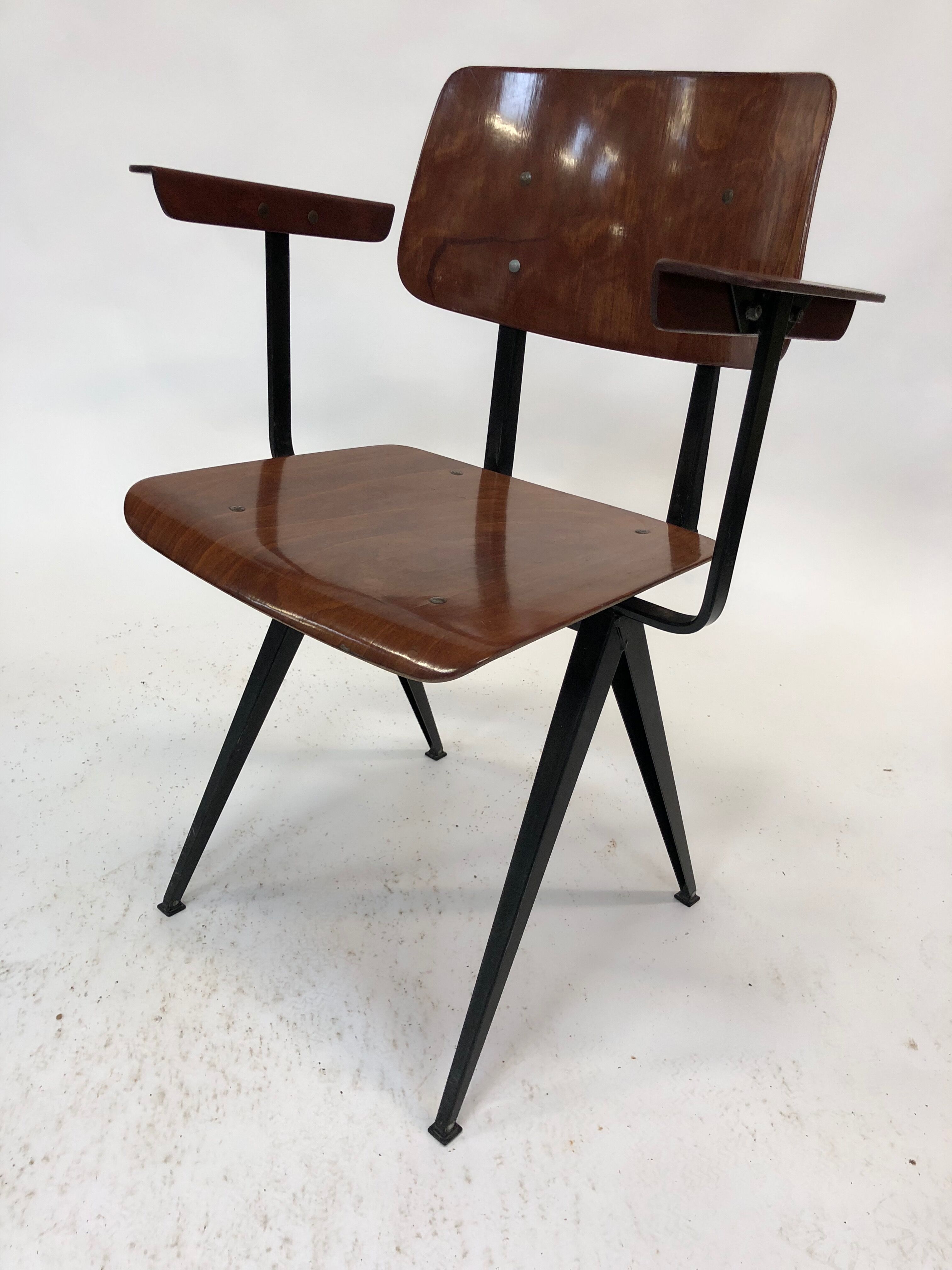 Vintage Galvanitas S16 school Chair with armrests and compass of the 1960s
