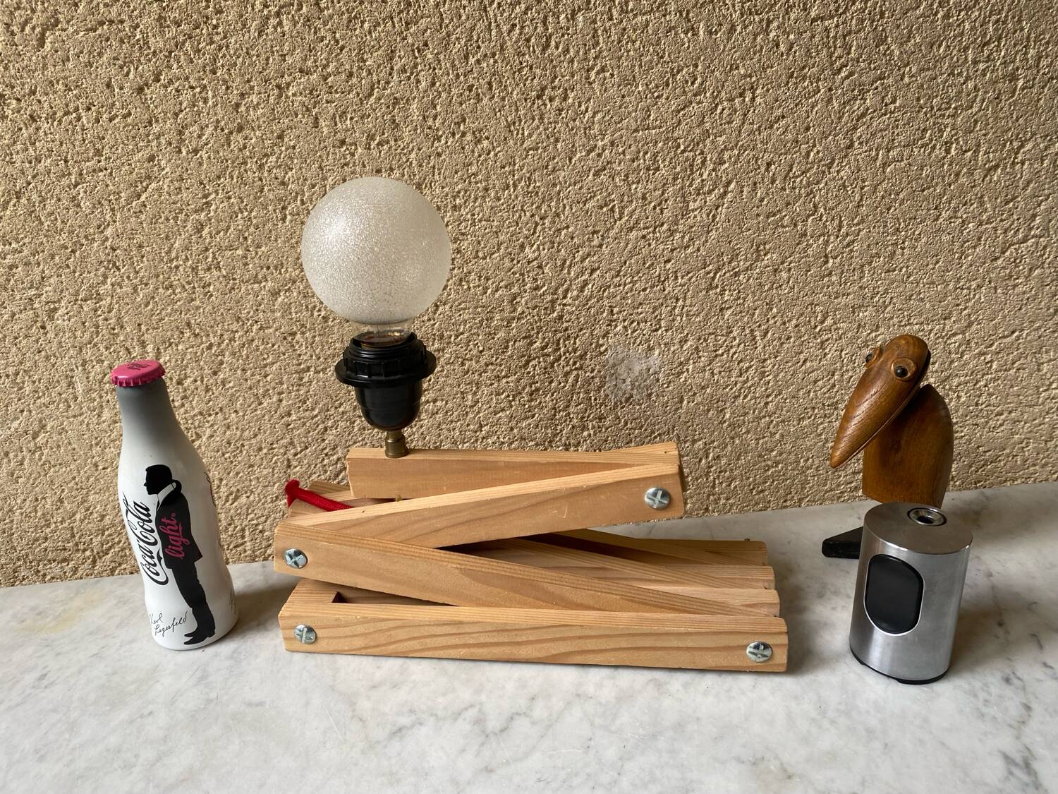Accordion lamp, vintage Scandinavian design from the 90s, modernist design.