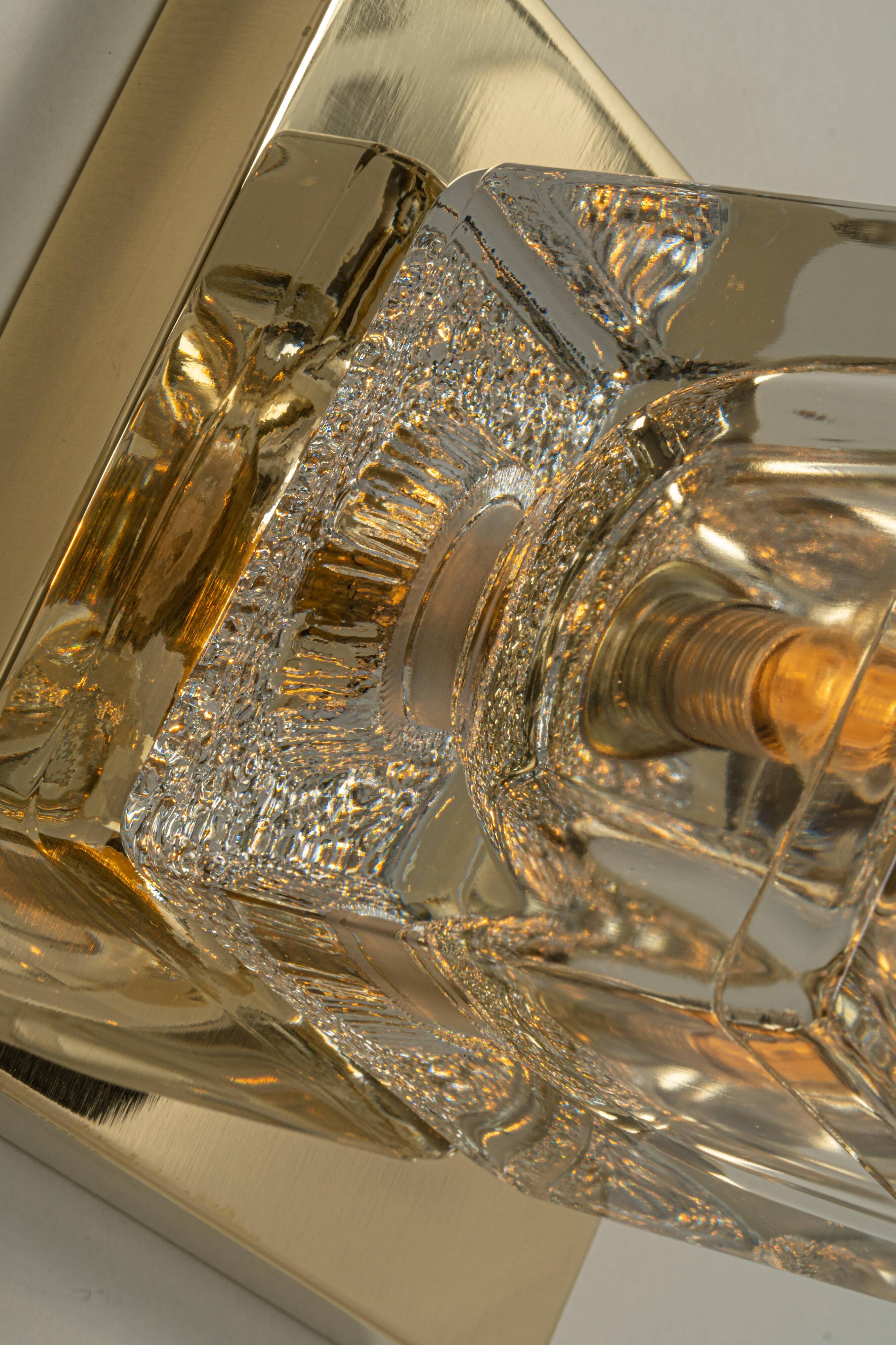 Crystal and brass wall sconce Small by Peill & Putzler, Germany 1970s