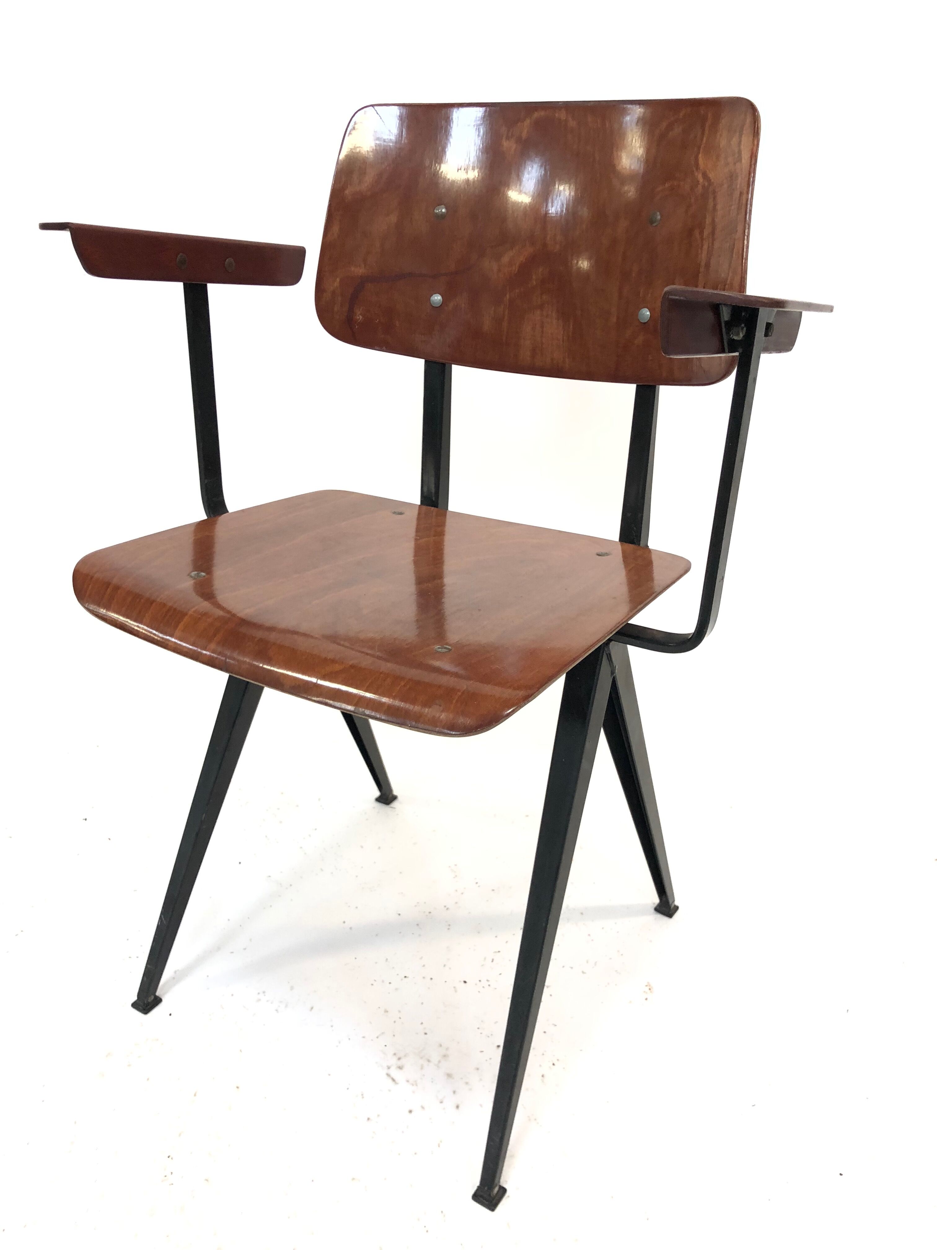 Vintage Galvanitas S16 school Chair with armrests and compass of the 1960s