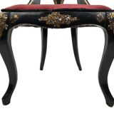 High-backed chair in wood and burgundy boiled cardboard, Napoleon III