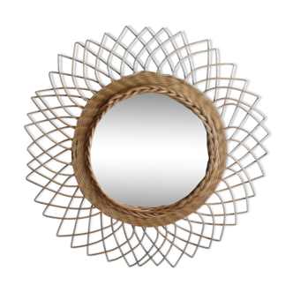 60s rattan mirror 40cm