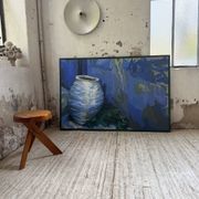 Peinture XL jarre bleue Saunière Audouze