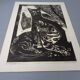 Gerhart Bettermann, 2 Cats, 1980s, Woodcut