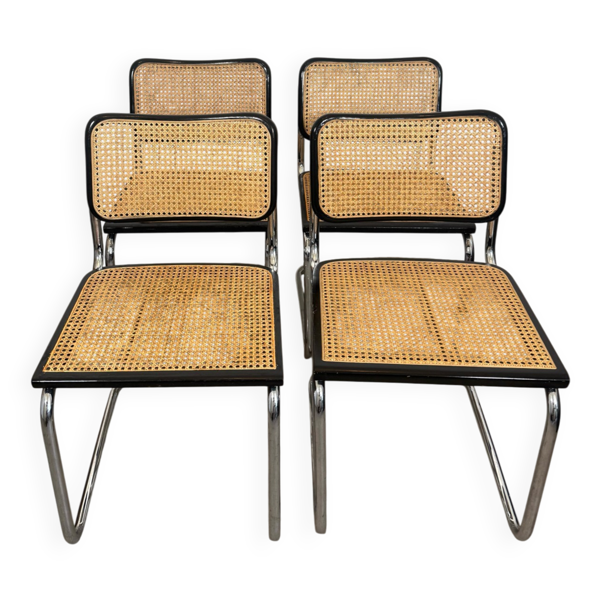 Set of four B32 chairs by Marcel Breuer made in Italy.