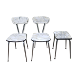 Set of 2 formica chairs type marble + 1 stool