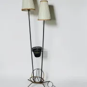 Wrought iron magazine rack floor lamp 1950s