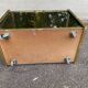 Vintage 70s TV cabinet Hi-Fi brass smoked glass on wheels Hollywood Reg