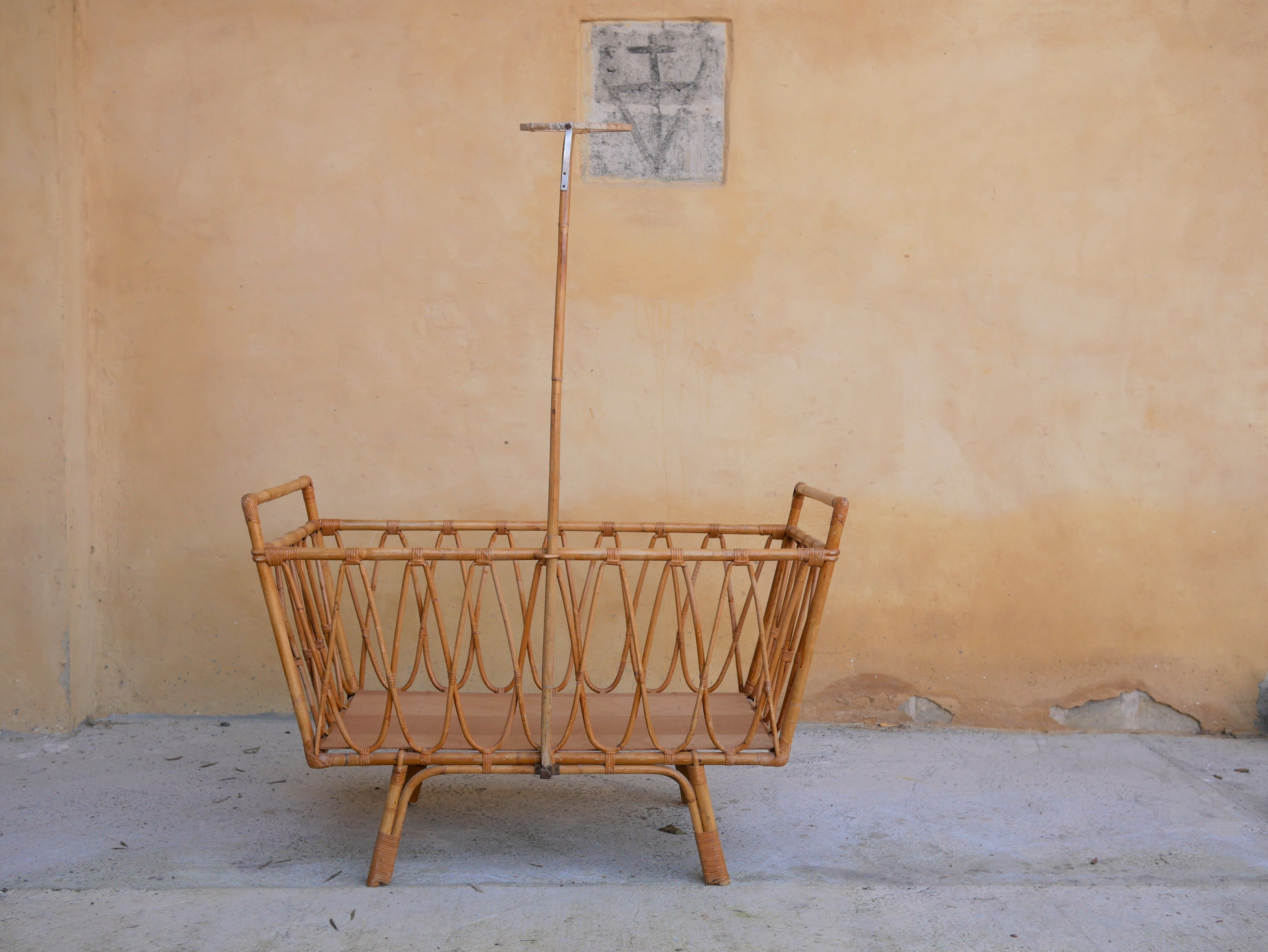 Vintage cradle rattan