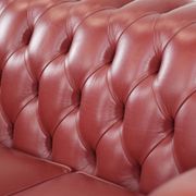 English cowhide Chesterfield 2.5-seater sofa in a stunning red colour