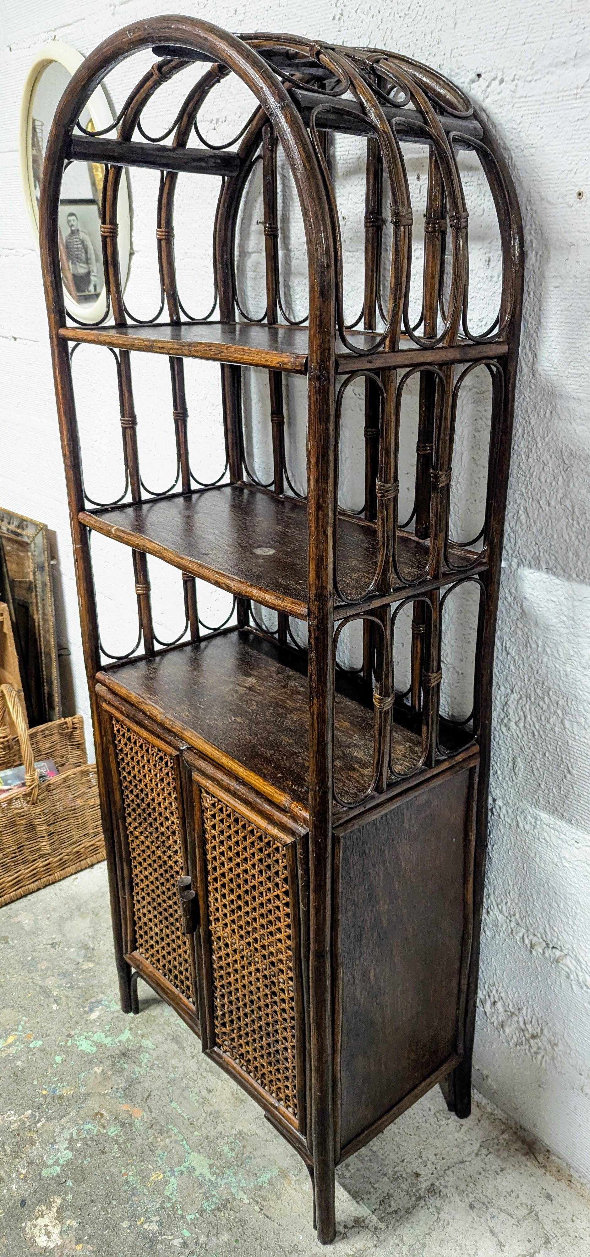 Rattan and cane shelf