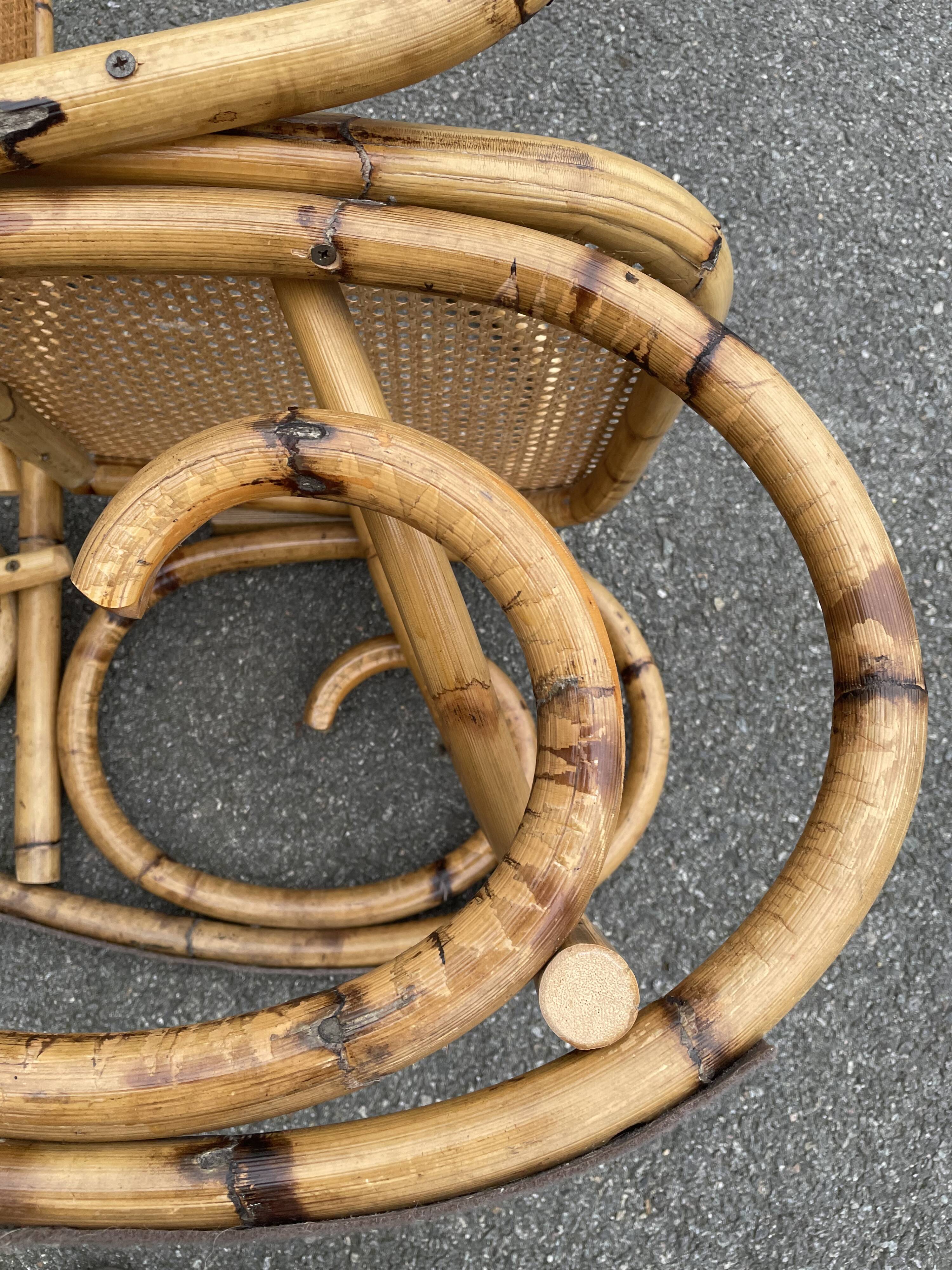Rattan and cane rocking chair
