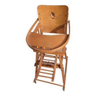 Vintage wooden baby high chair