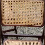 Set of 4 folding chairs wood and canning of the 70s
