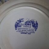 8 vintage Sarreguemines flat plates, Castle model
