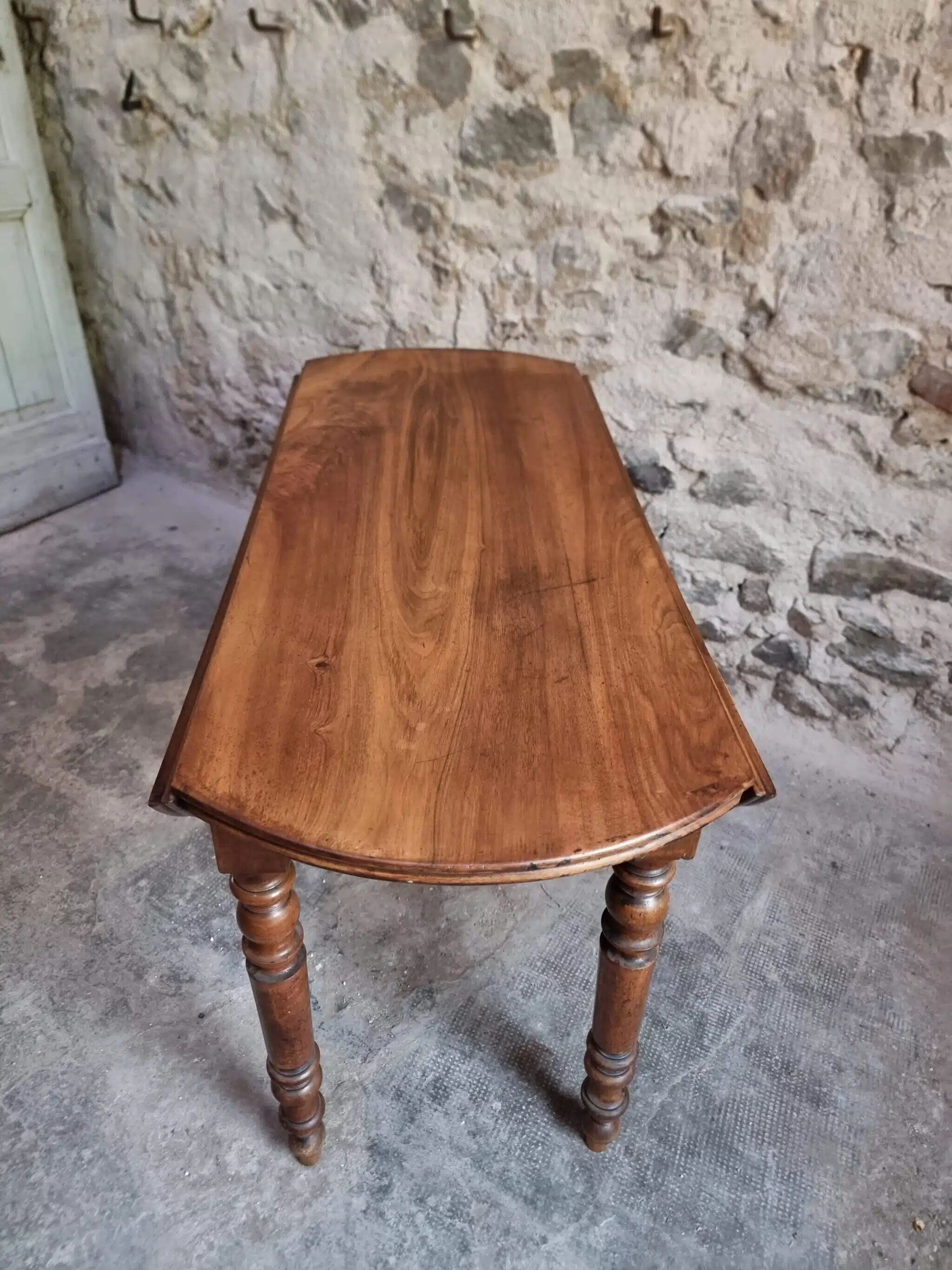 Antique French walnut folding dining table