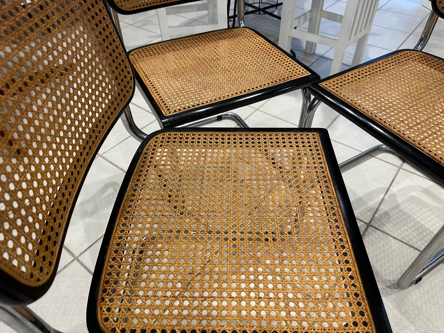 Set of 3 Cesca B32 chairs by Marcel Breuer, 1984.