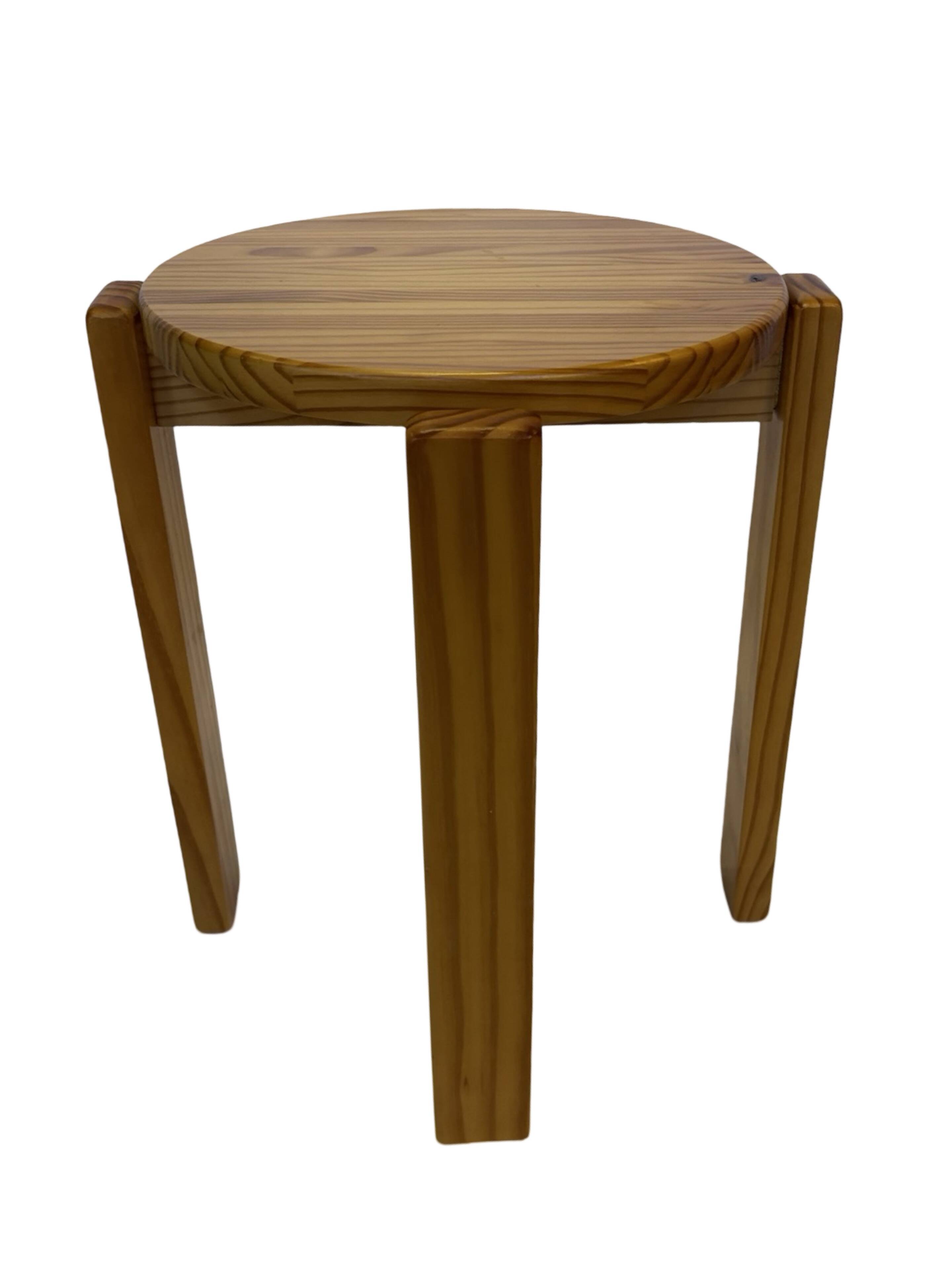 Mid century pinewood stool, minimalistic design 1960s
