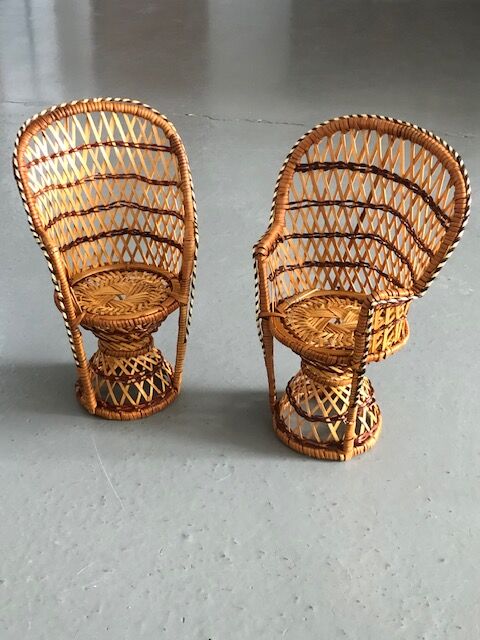 Pair of emmanuelle rattan armchairs 70 years