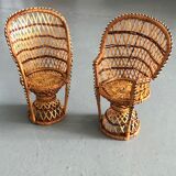 Pair of emmanuelle rattan armchairs 70 years