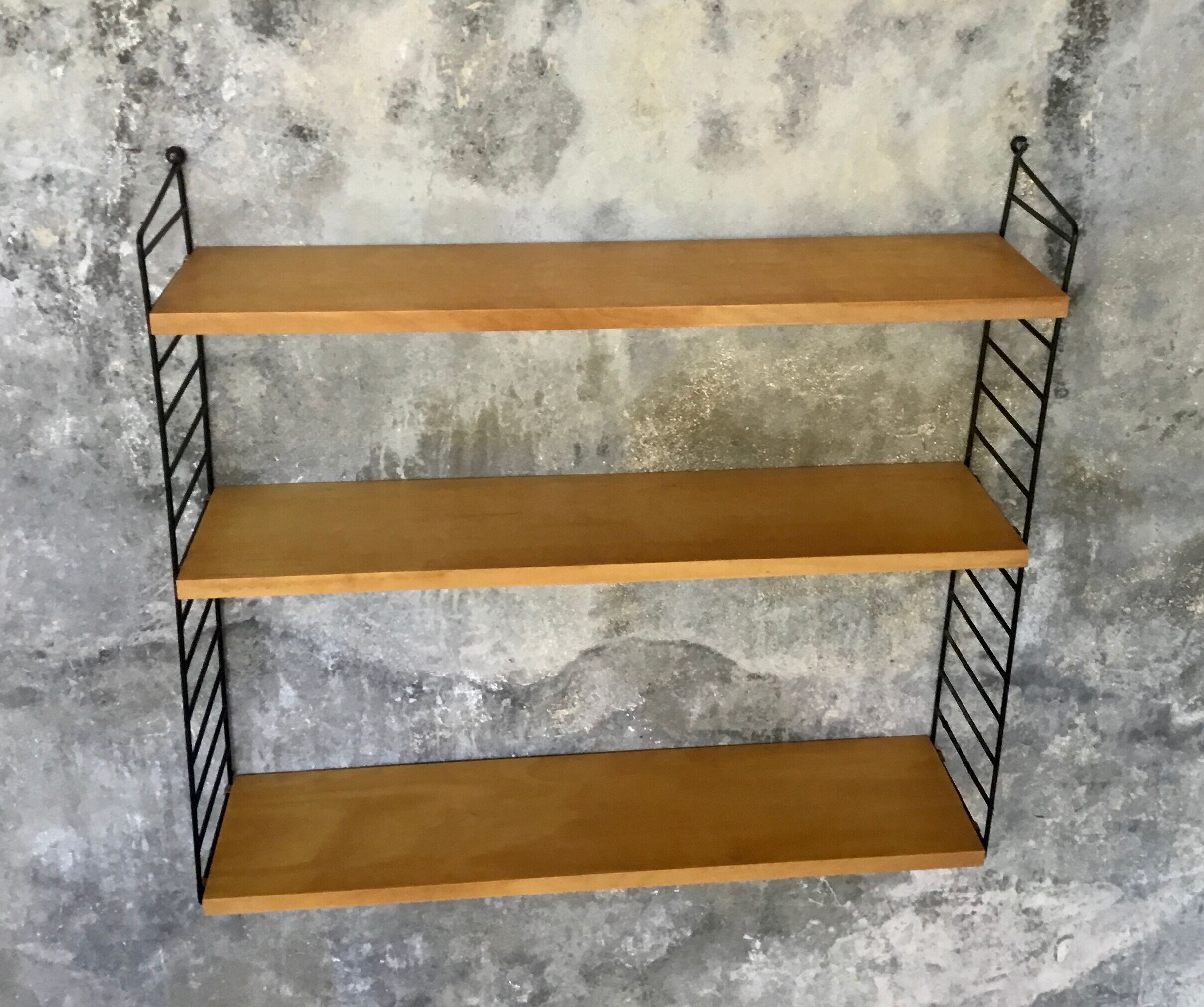 Modular wall shelf Nils Nisse Strinning wood and metal - 1960