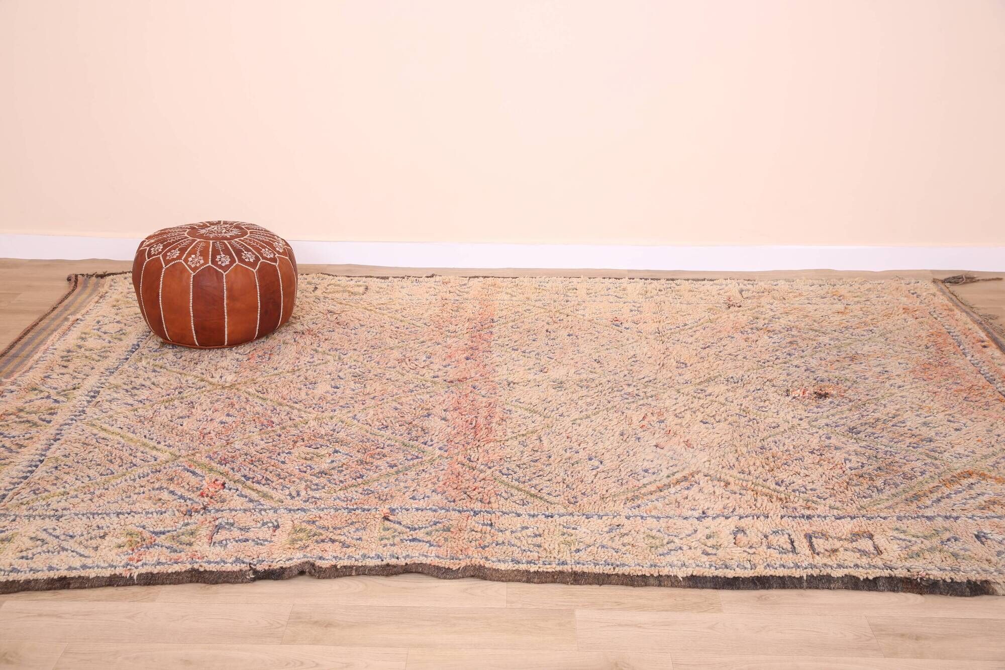 Vintage Moroccan Wool Rug 192 x 328 cm, Handmade Berber Rug, Bohemian Rug