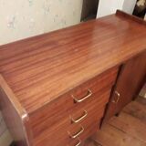 Vintage teak chest of drawers with compass legs
