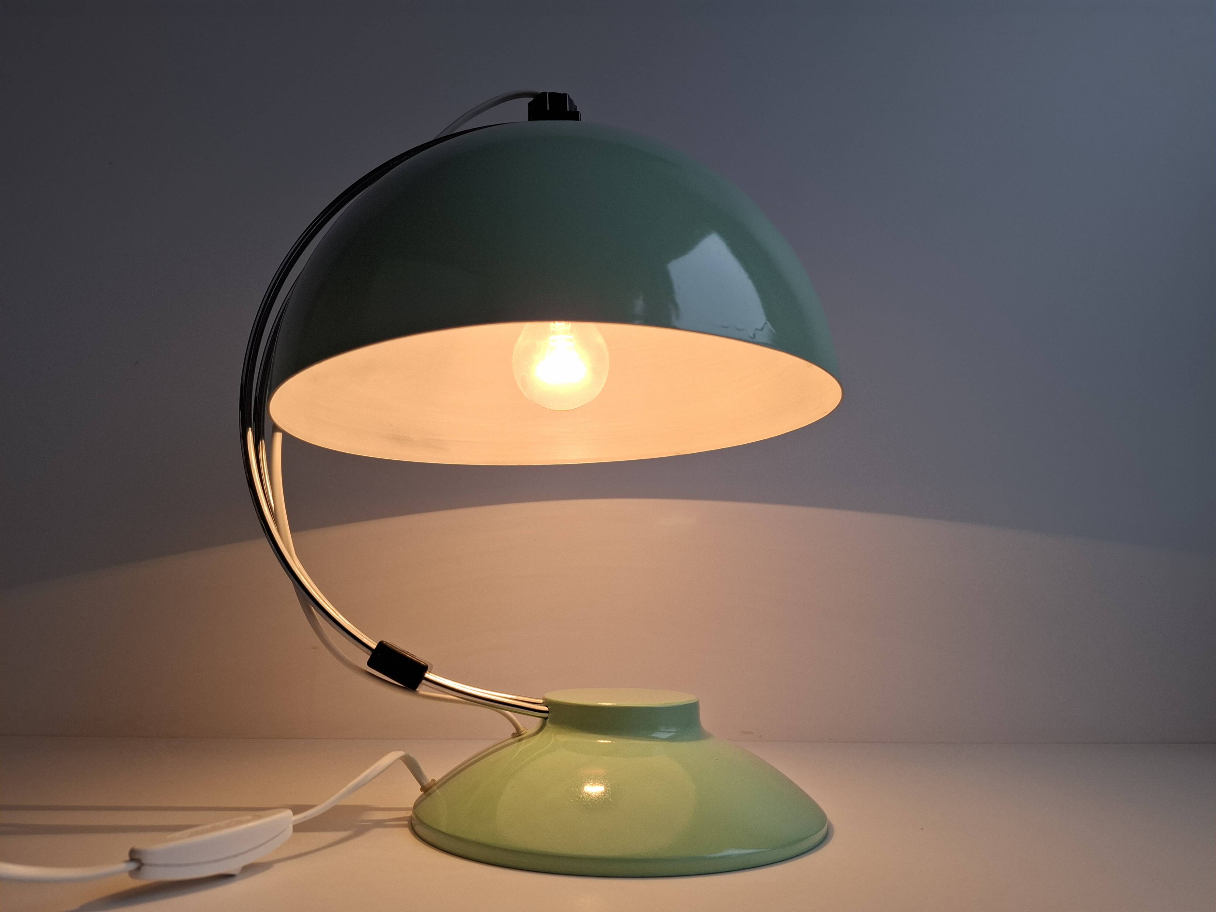 Mid-Century Mint Green Czech Desk Lamp with Chrome and Adjustable Shade