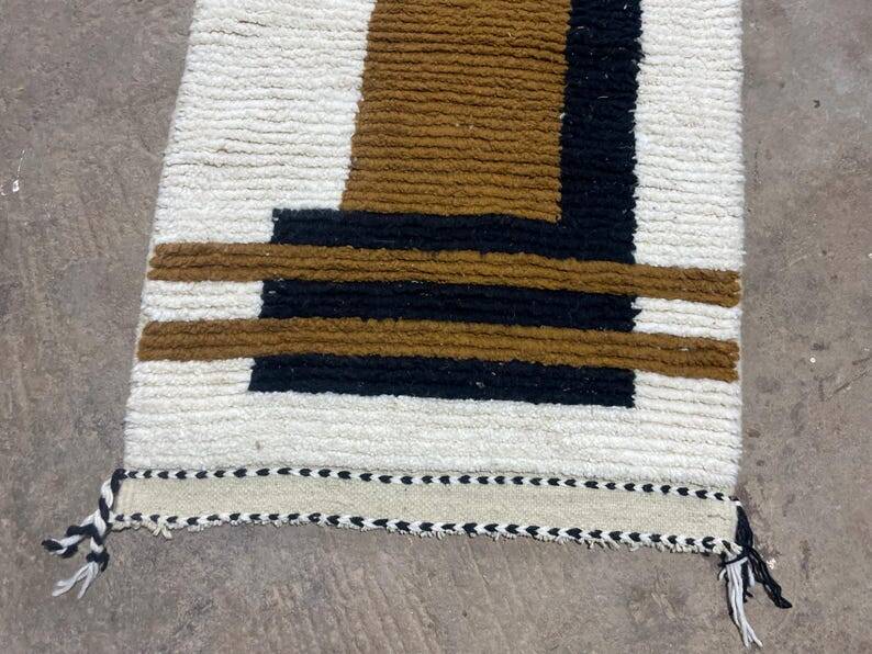 Handmade pure wool runner rug, size 75/300 cm.