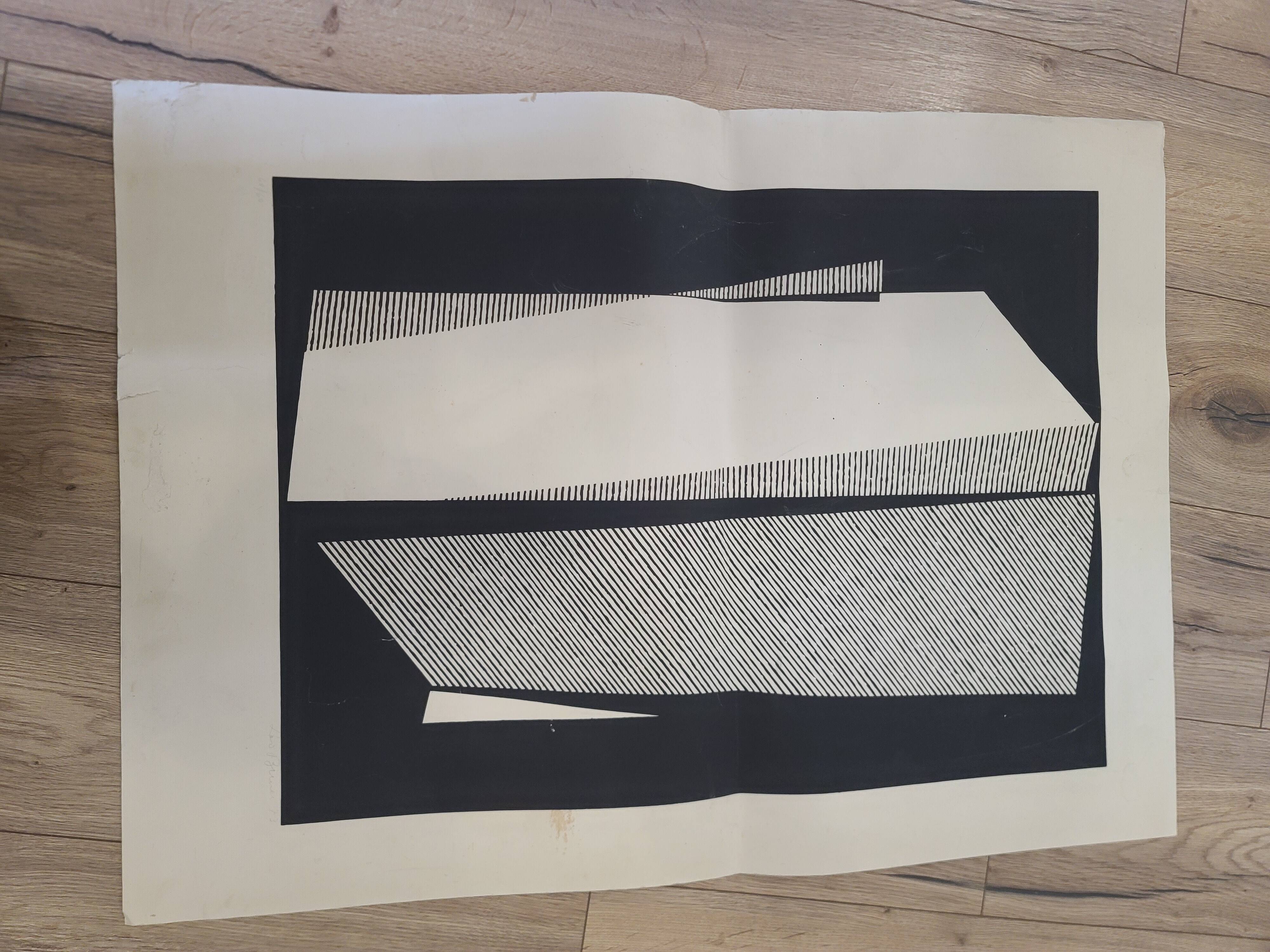 Contemporary Abstract Print Signed L.J. Griner 73 - #CAMR