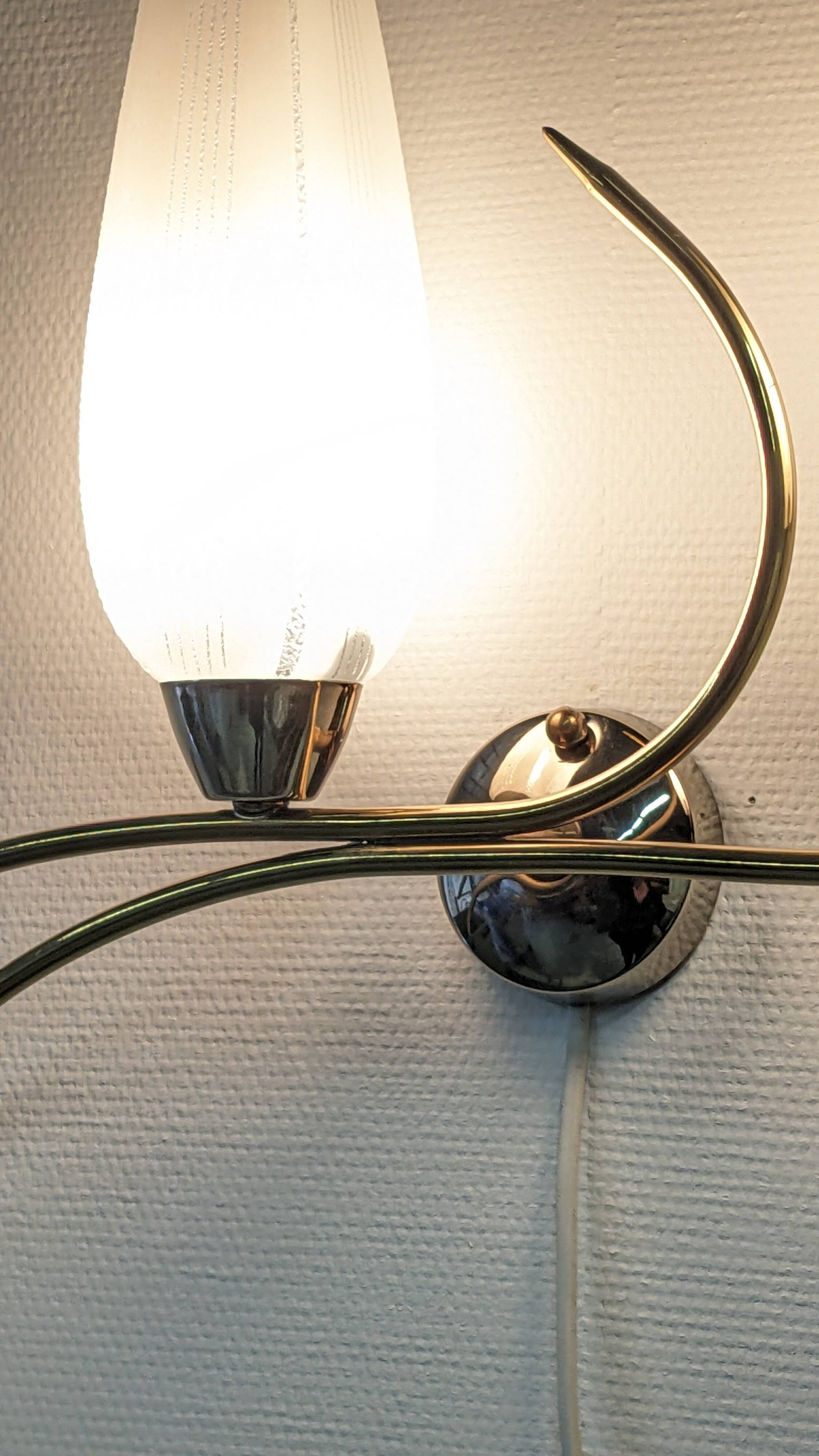 Pair of double brass wall lights from the 50s/60s